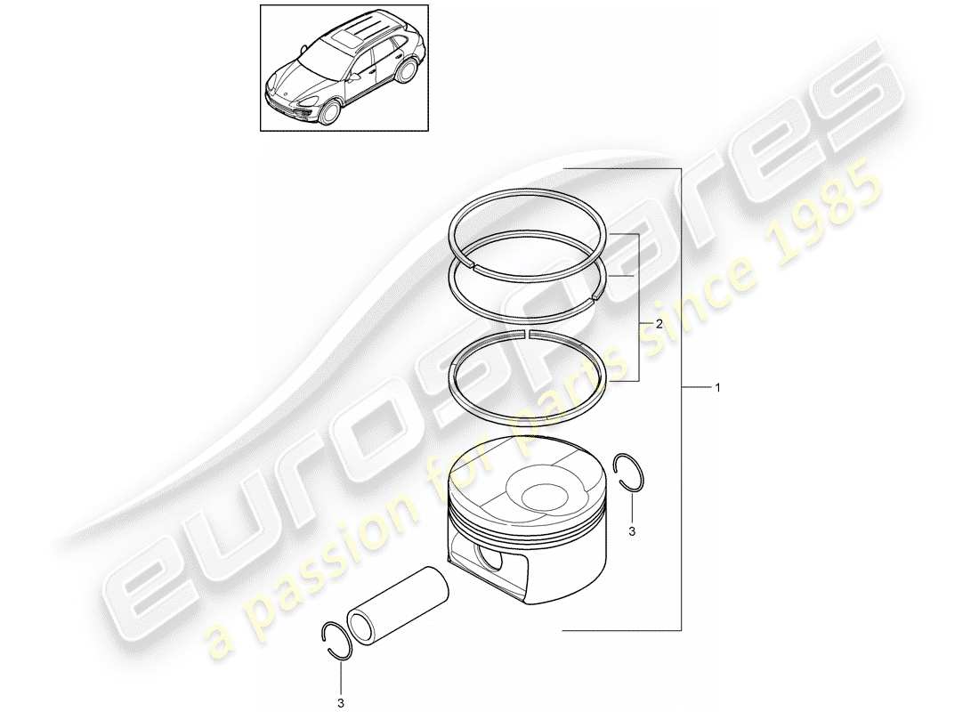 porsche 2013 (cayenne e2 92a) diagramma delle parti del pistone