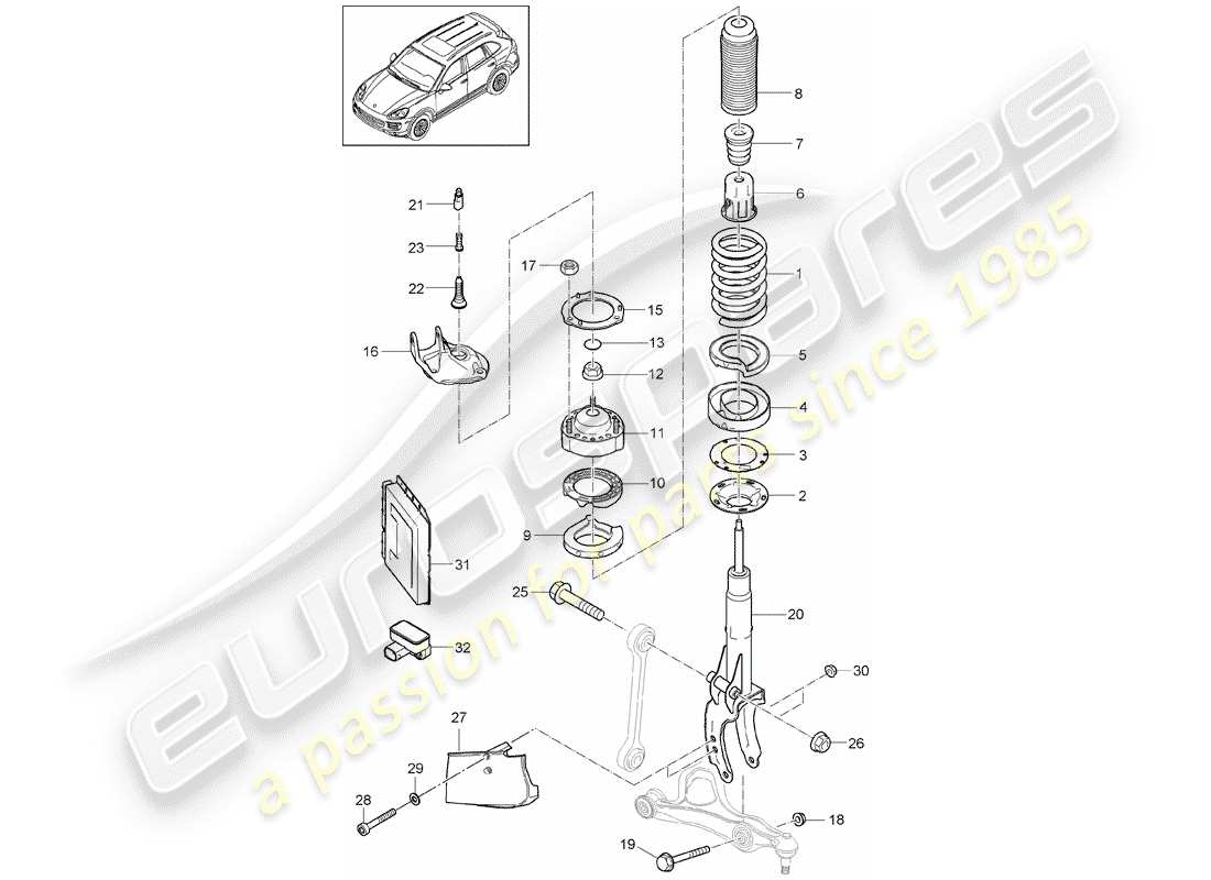 porsche 2013 (cayenne e2 92a) schema delle parti sospensione
