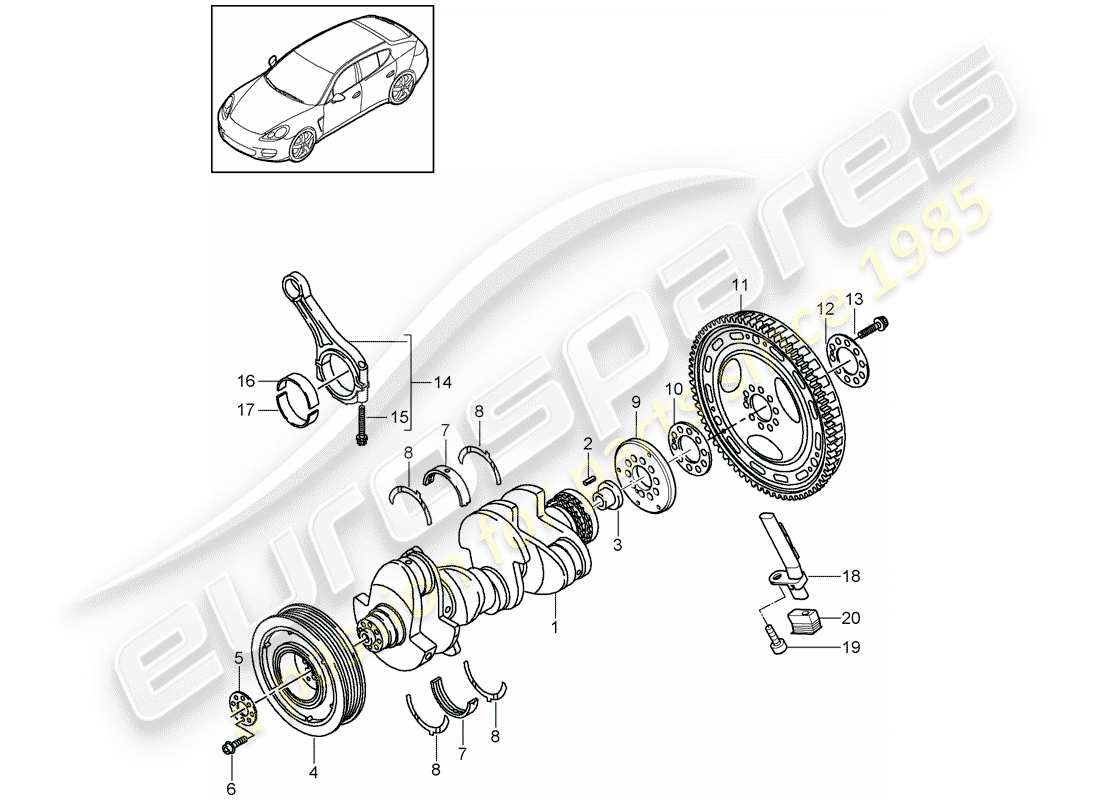 porsche 2011 (panamera 970) schema delle parti dell'albero motore