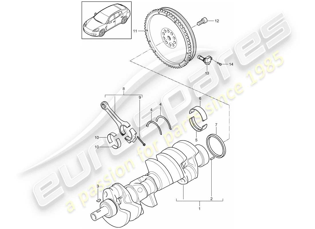 porsche 2013 (panamera 970) albero a gomiti diagramma delle parti
