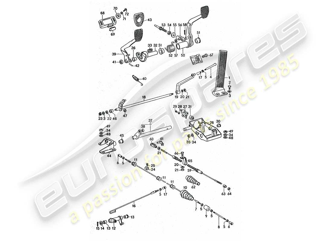 porsche 1975 (911 turbo) pedali diagramma delle parti
