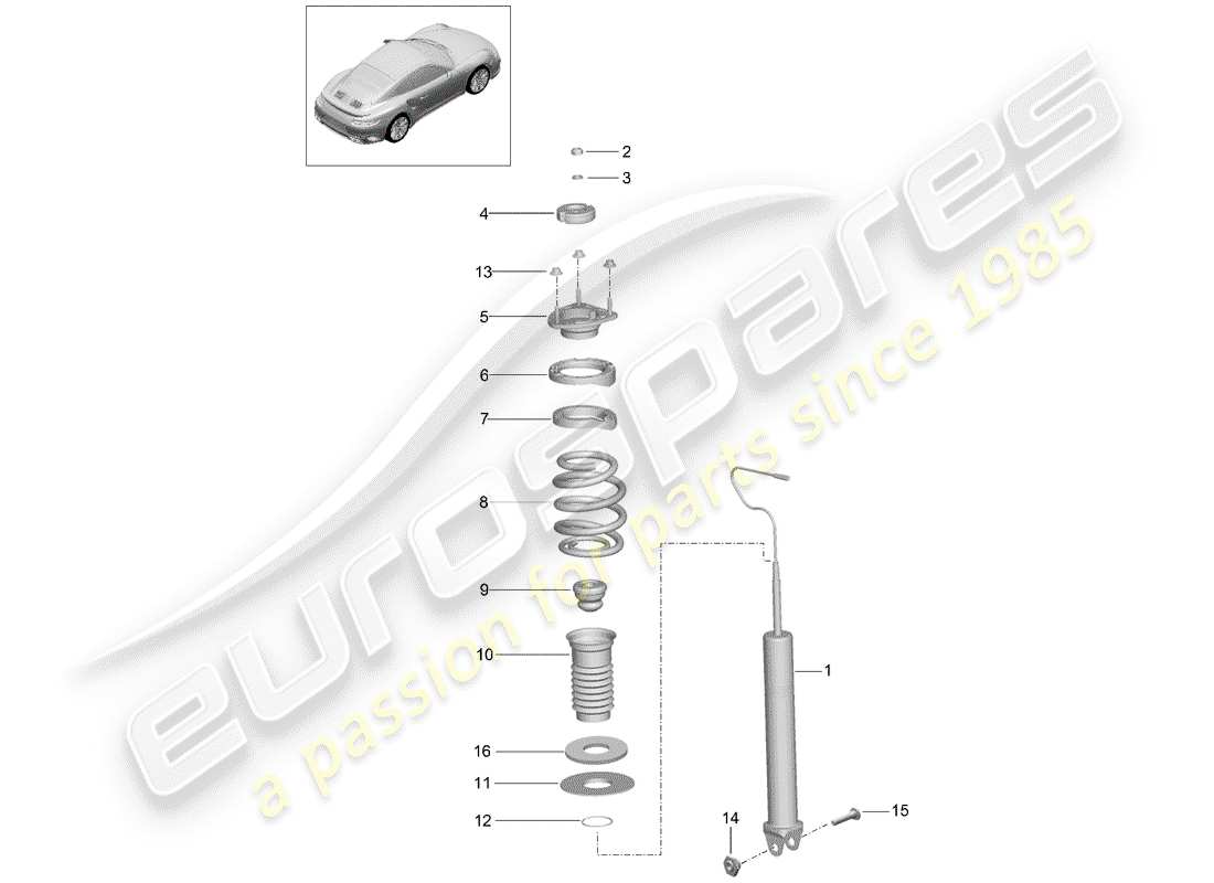 porsche 2016 (991-1 turbo) ammortizzatore diagramma delle parti