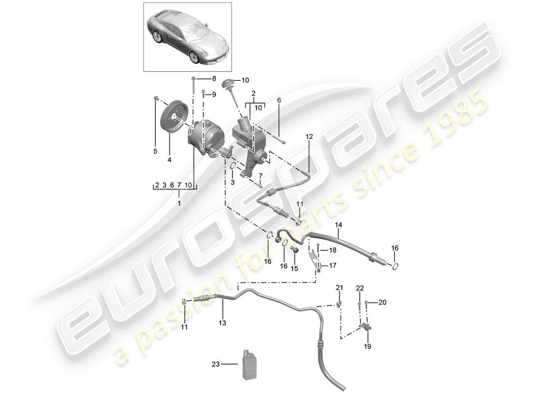 porsche 2019 (991-2) linea idraulica diagramma delle parti
