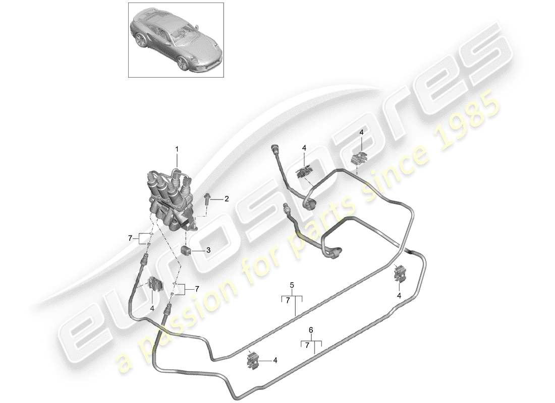 porsche 2016 (991-1 turbo) schema delle parti della linea idraulica
