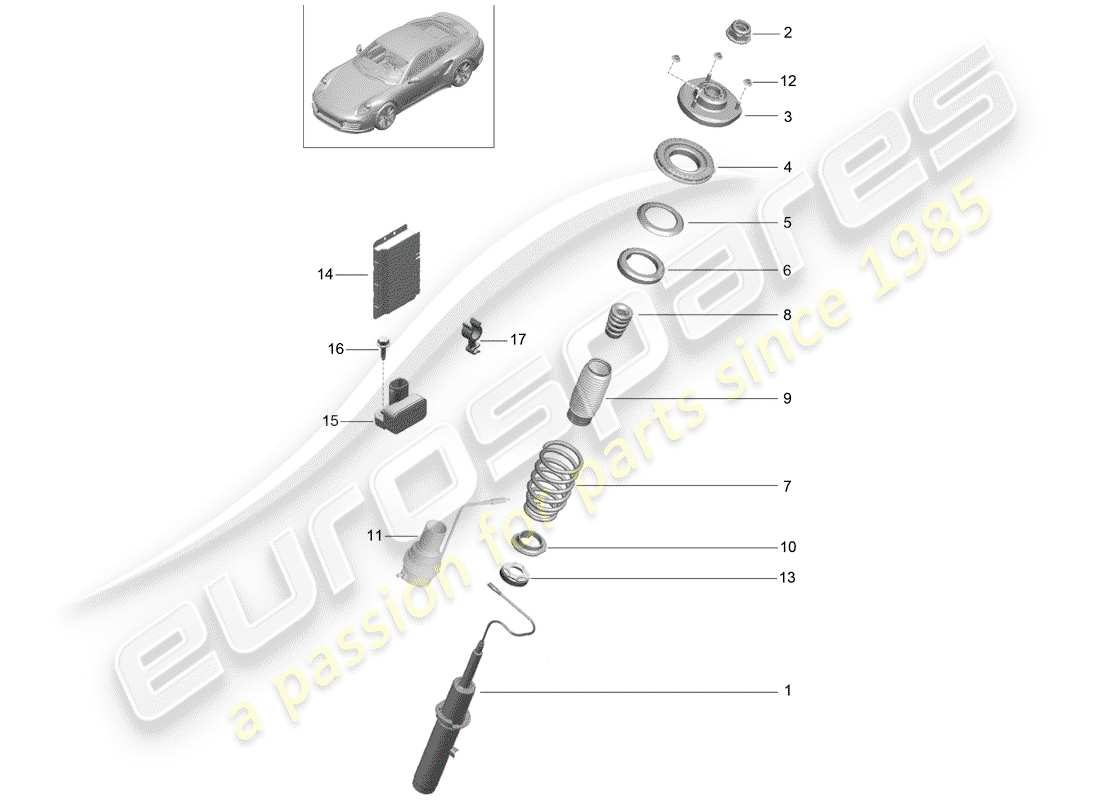 porsche 2016 (991-1 turbo) sospensione diagramma delle parti