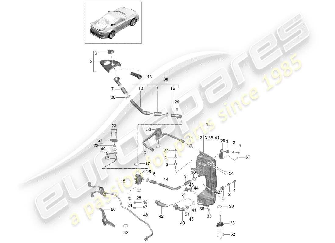 porsche 2015 (991-1 r/gt3/rs) motore (press. olio/lubrica.) schema delle parti