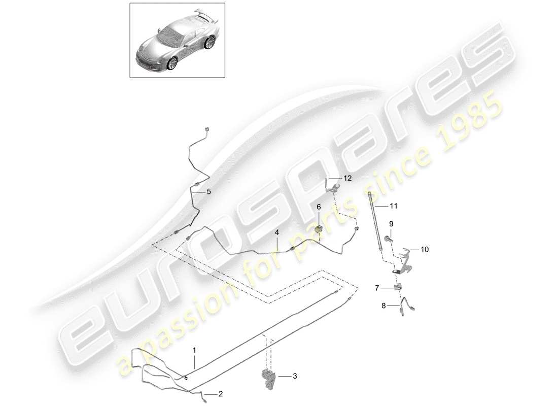 porsche 2015 (991-1 r/gt3/rs) diagramma delle parti linea freno