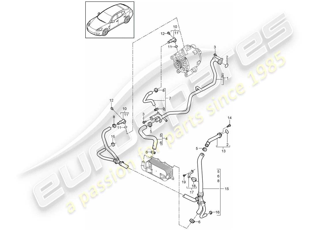 porsche 2013 (panamera 970) diagramma delle parti del raffreddamento ad acqua