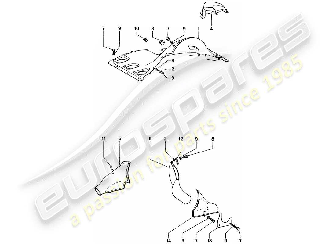 porsche 1972 (914) diagramma delle parti del condotto dell'aria