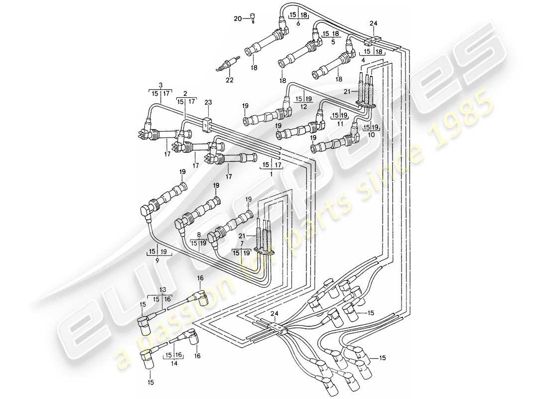 porsche 1998 (993) impianto elettrico del motore 2 diagramma delle parti