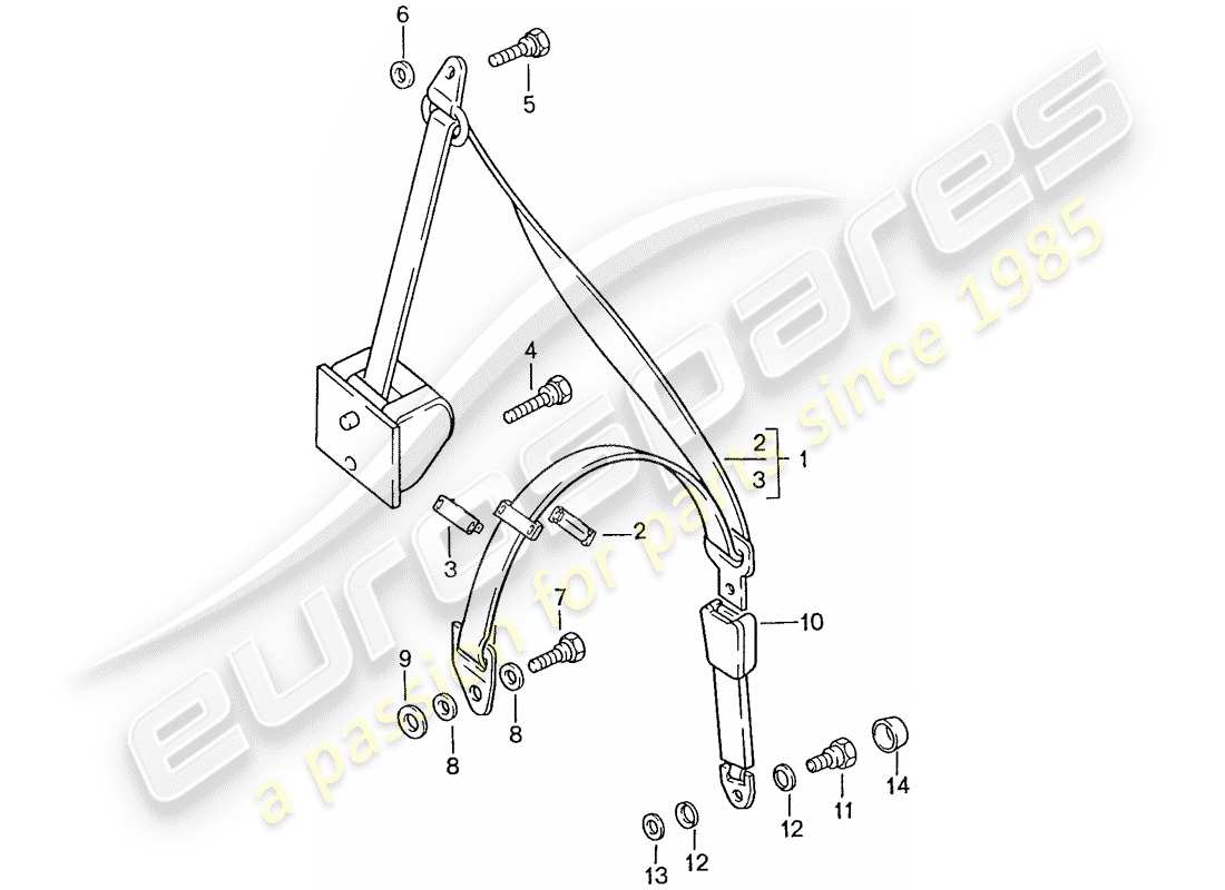 porsche 1987 (928) cintura di sicurezza - automatica diagramma delle parti