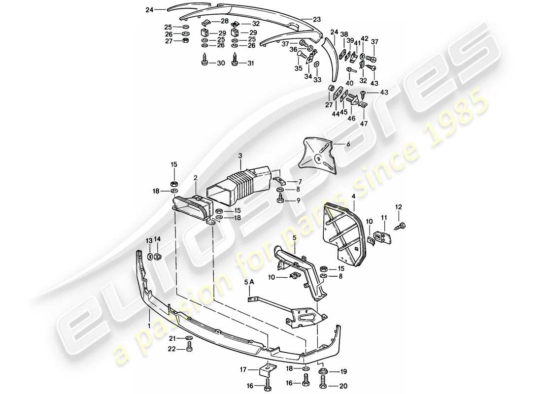 porsche 1985 (928) spoiler diagramma delle parti