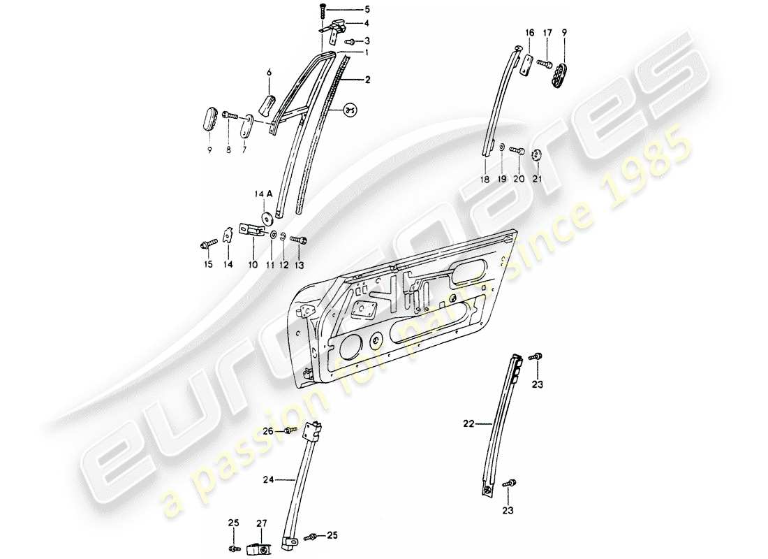porsche 1990 (964) cornice della finestra diagramma delle parti