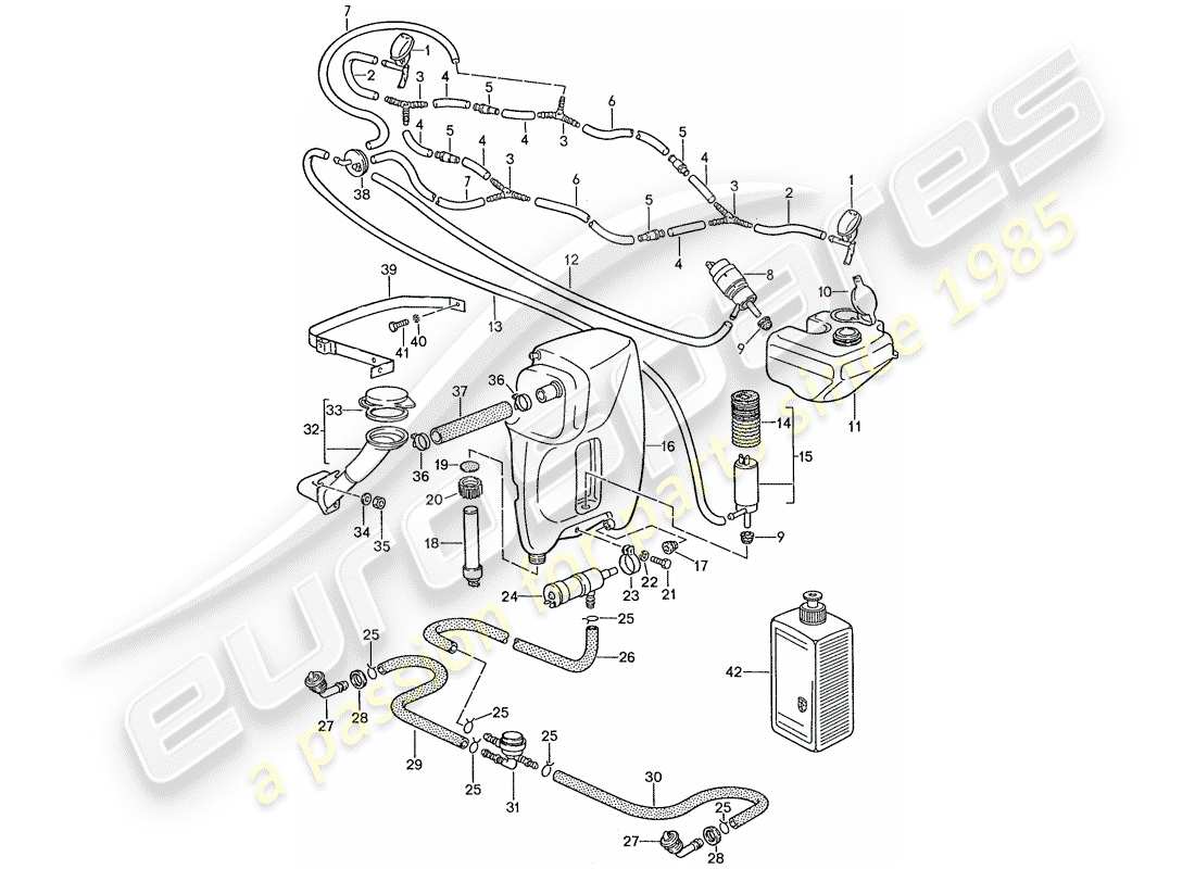 porsche 1990 (928) gruppo rondella - impianto rondella - rondella intensivo schema delle parti