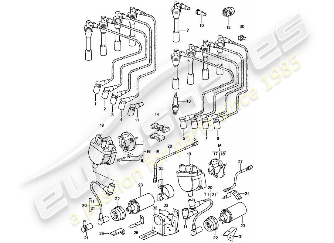 porsche 1983 (928) elettrica del motore diagramma delle parti
