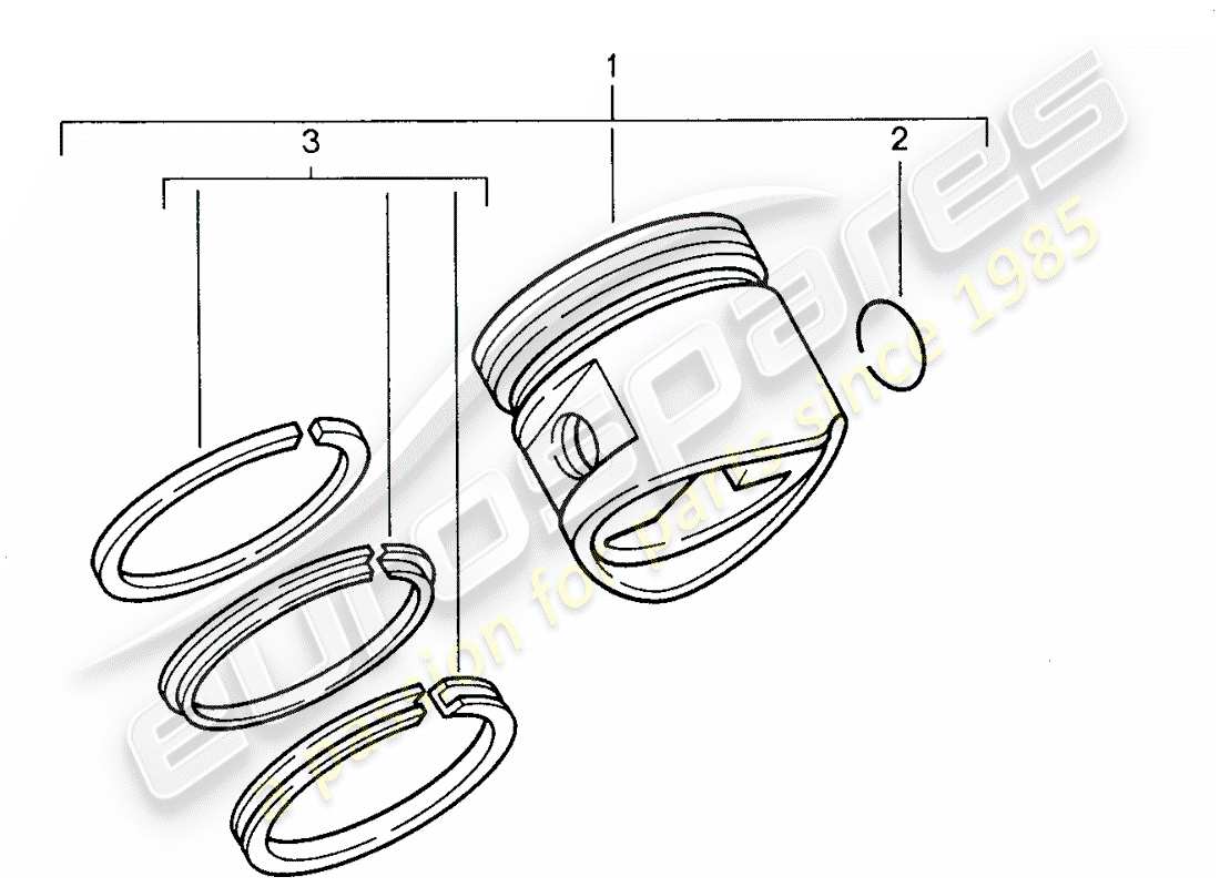 porsche 1987 (928) pistone - segmenti pistone diagramma delle parti