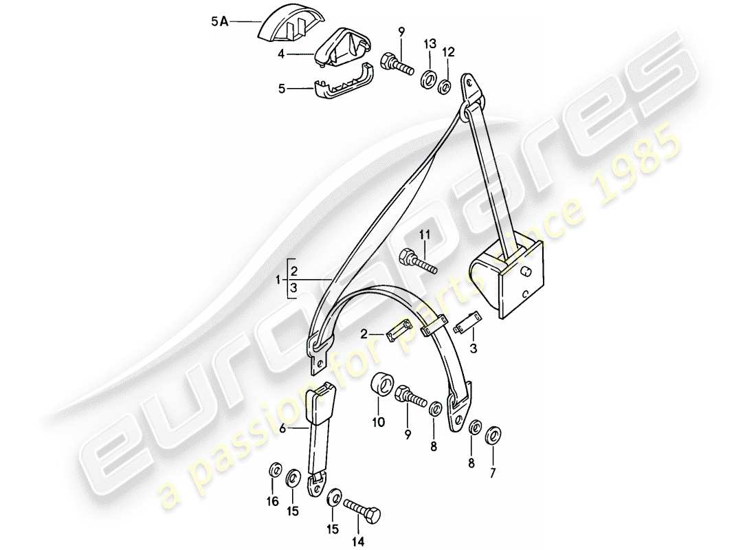 porsche 1988 (944) cintura di sicurezza diagramma delle parti