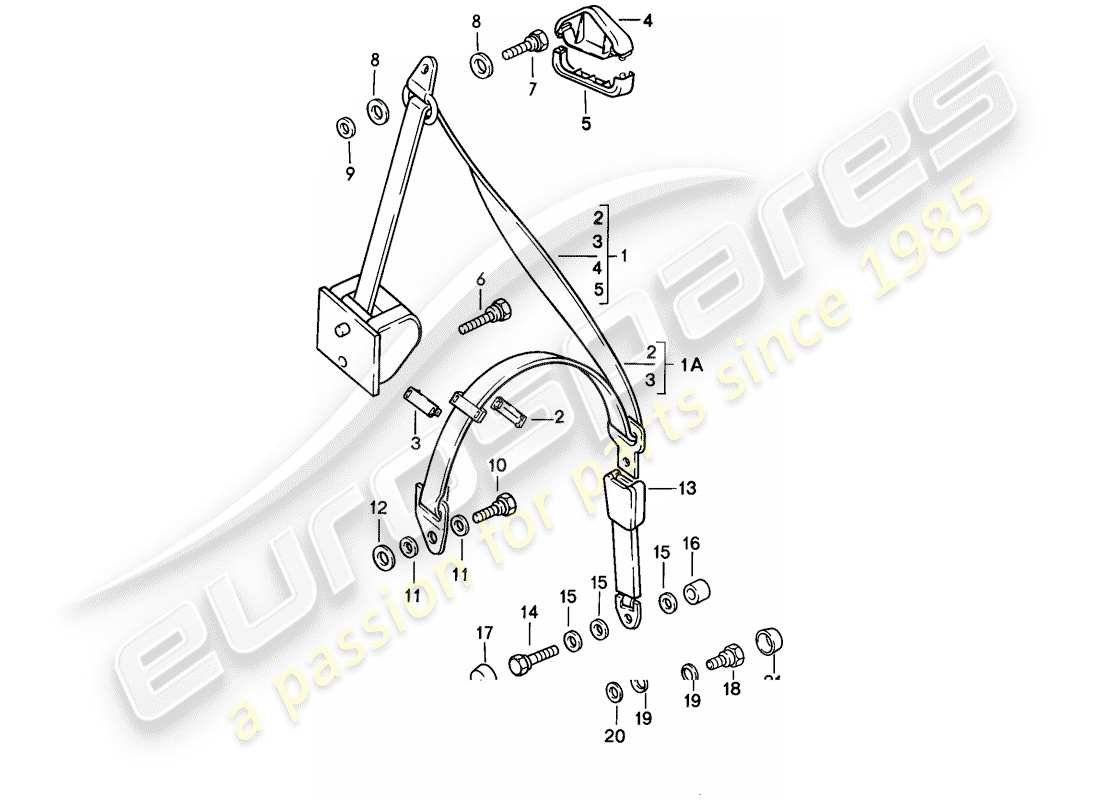 porsche 1984 (928) cintura di sicurezza - automatica diagramma delle parti
