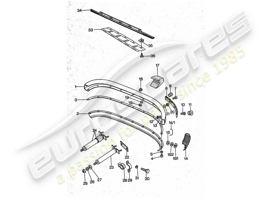porsche 1977 (911 turbo) paraurti diagramma delle parti