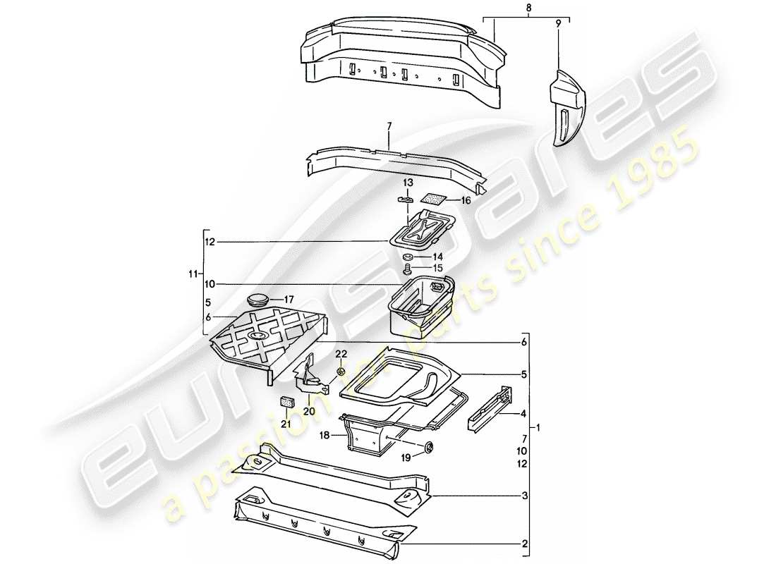 porsche 1983 (928) telaio - estremità posteriore schema delle parti