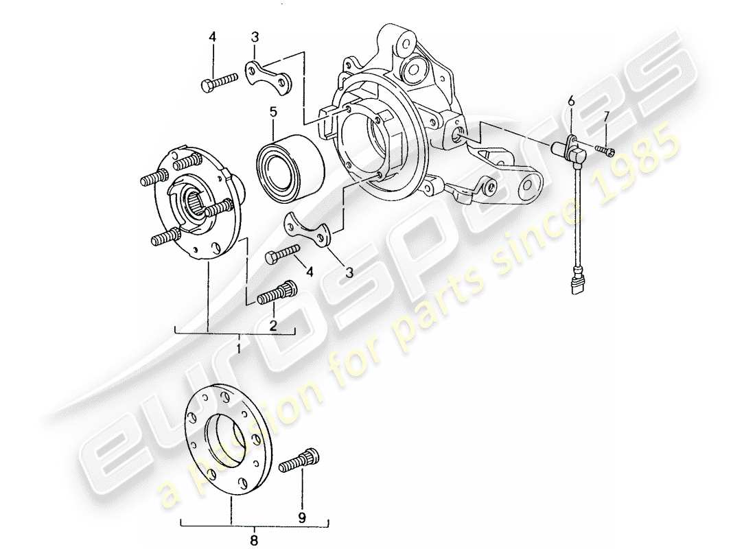 porsche 1998 (993) mozzo ruota diagramma delle parti