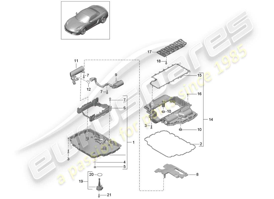 porsche 2015 (981 boxster) coppa dell'olio diagramma delle parti