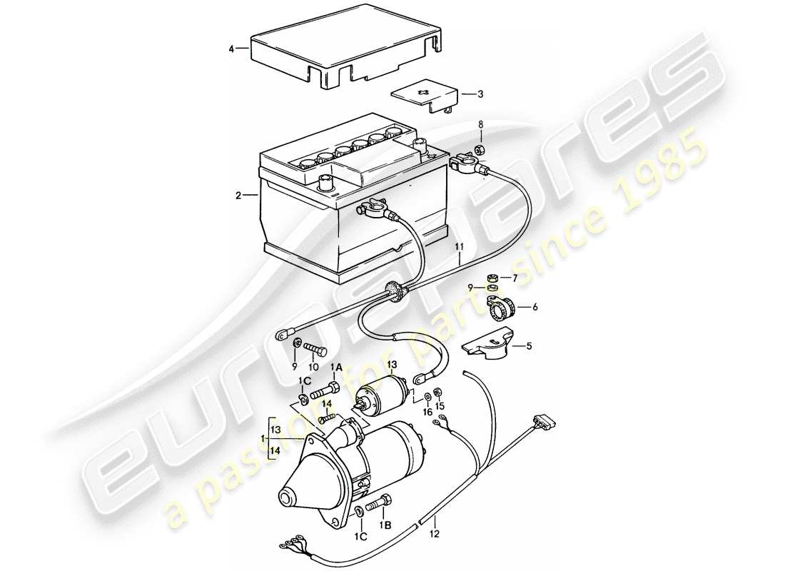 porsche 1988 (944) avviamento - batteria - cablaggi diagramma delle parti