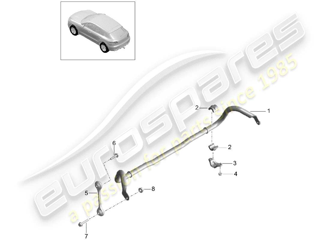 porsche 2016 (macan) diagramma delle parti stabilizzatore