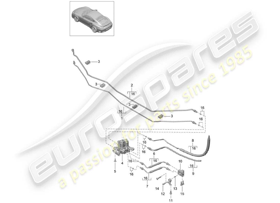 porsche 2019 (991-2 turbo) linea idraulica diagramma delle parti