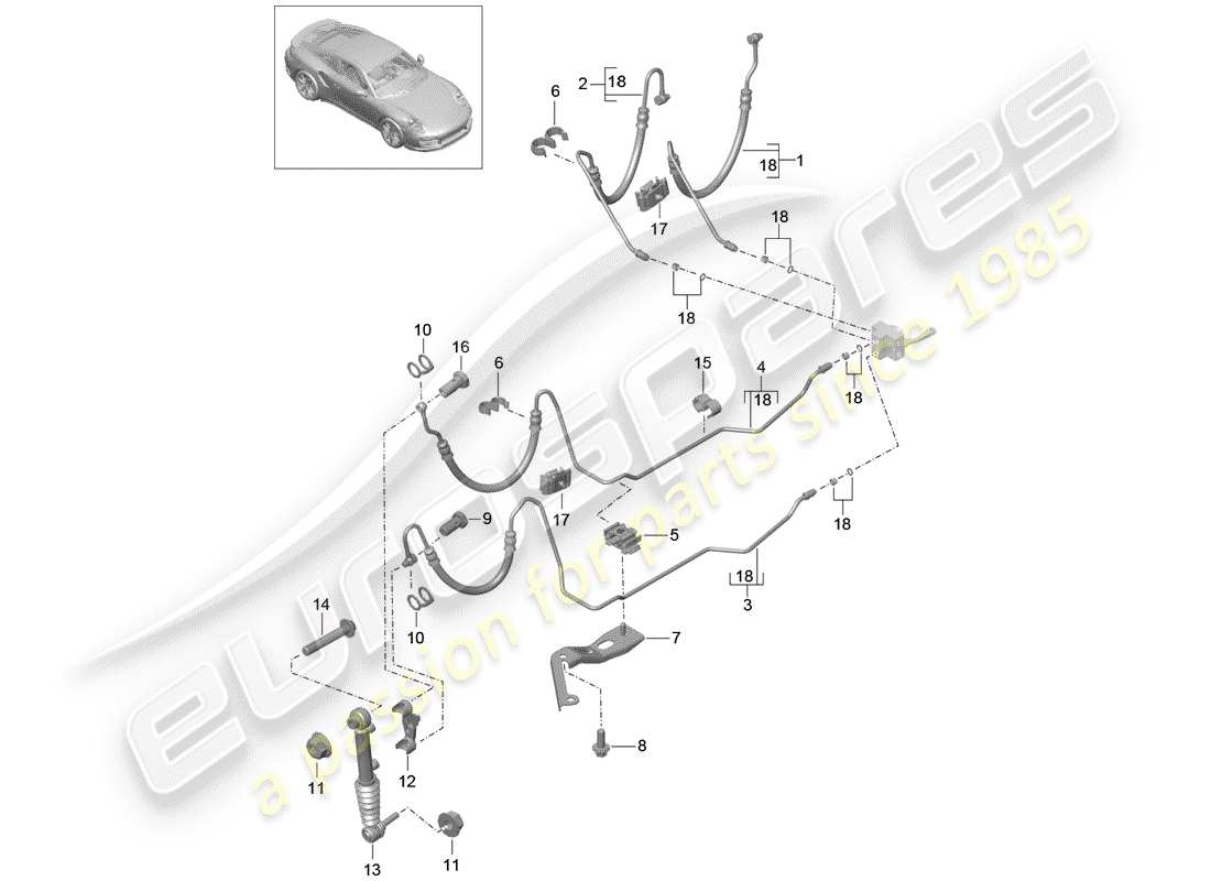 porsche 2014 (991-1 turbo) linea idraulica diagramma delle parti