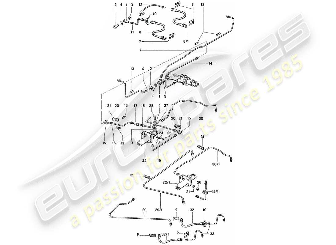 porsche 1971 (914) linee dei freni diagramma delle parti