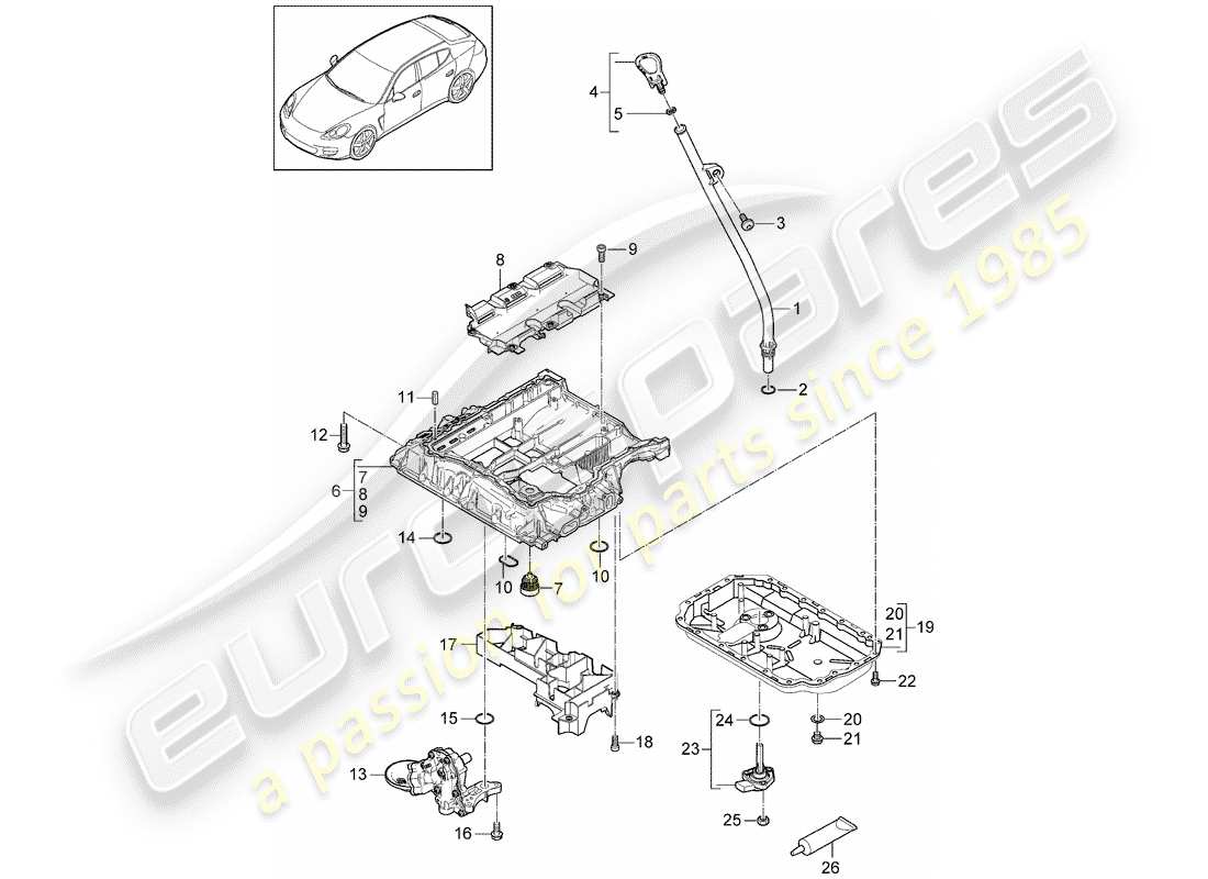 porsche 2013 (panamera 970) alloggiamento conduttivo dell'olio diagramma delle parti