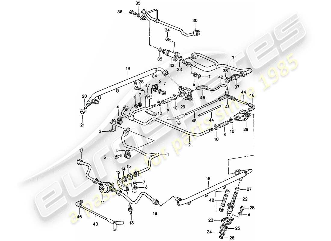 porsche 1985 (928) l-jetronic - 2 - - d >> - mj 1984 diagramma delle parti