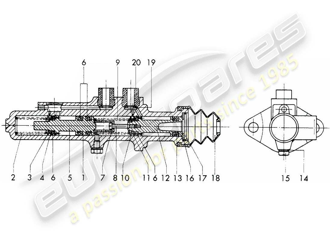porsche 1966 (911/912) pompa freno - parti singole - d - mj 1968>> - mj 1968 schema delle parti