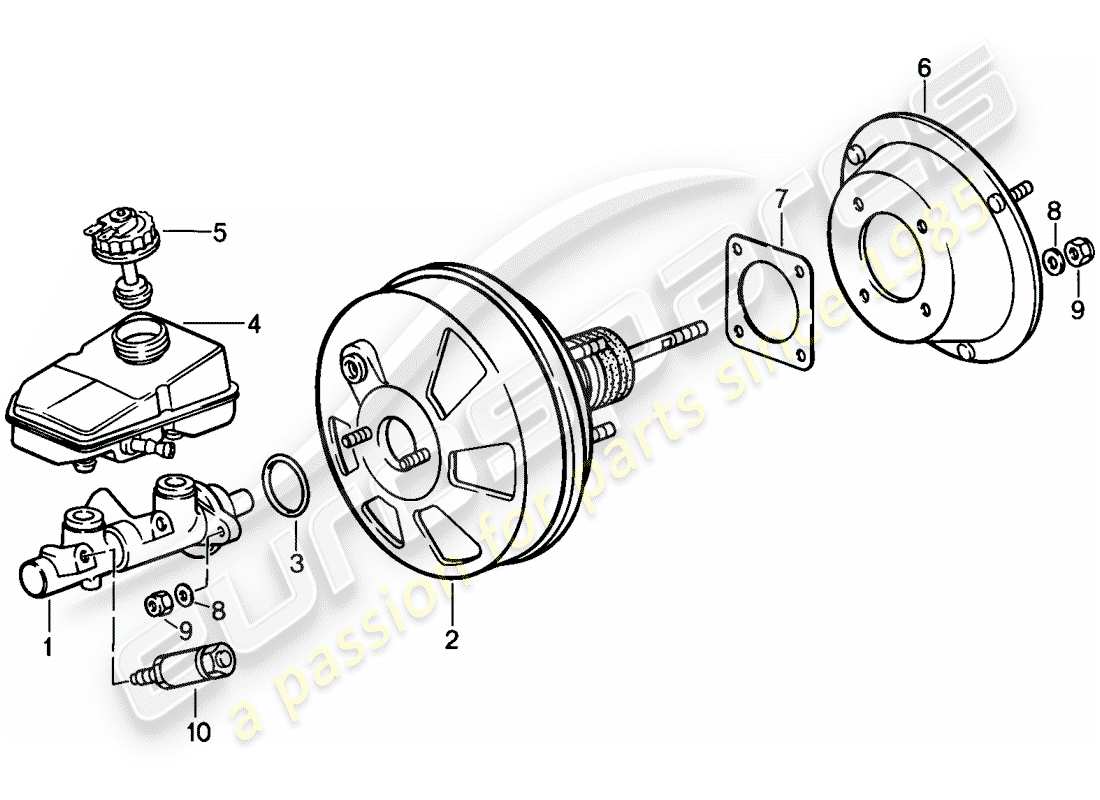 porsche 1986 (944) pompa freno - servizio freno - serbatoio - -abs- schema delle parti