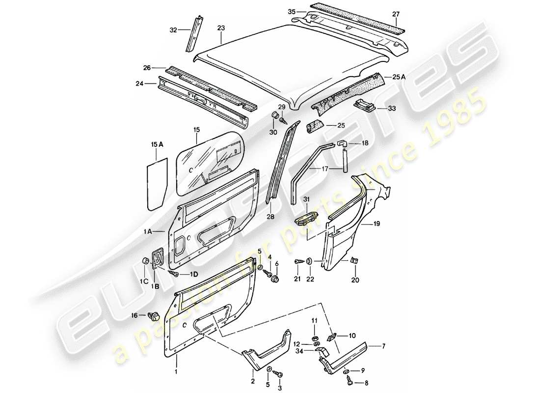 porsche 1982 (924) finiture diagramma delle parti