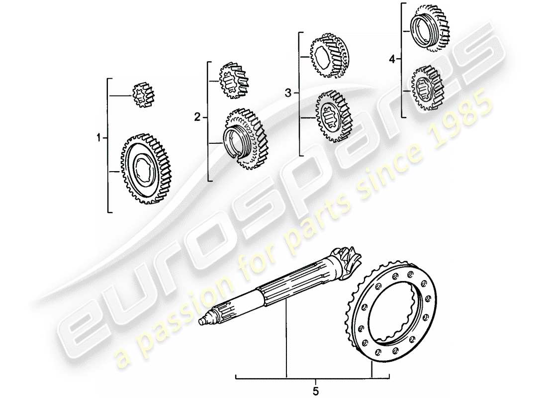 porsche 1986 (911) set di ruote dentate - 4-speed diagramma delle parti