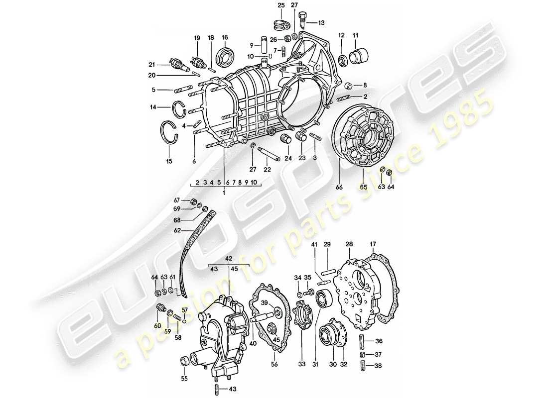 porsche 1981 (911) trasmissione di ricambio - cassa trasmissione - spm diagramma delle parti