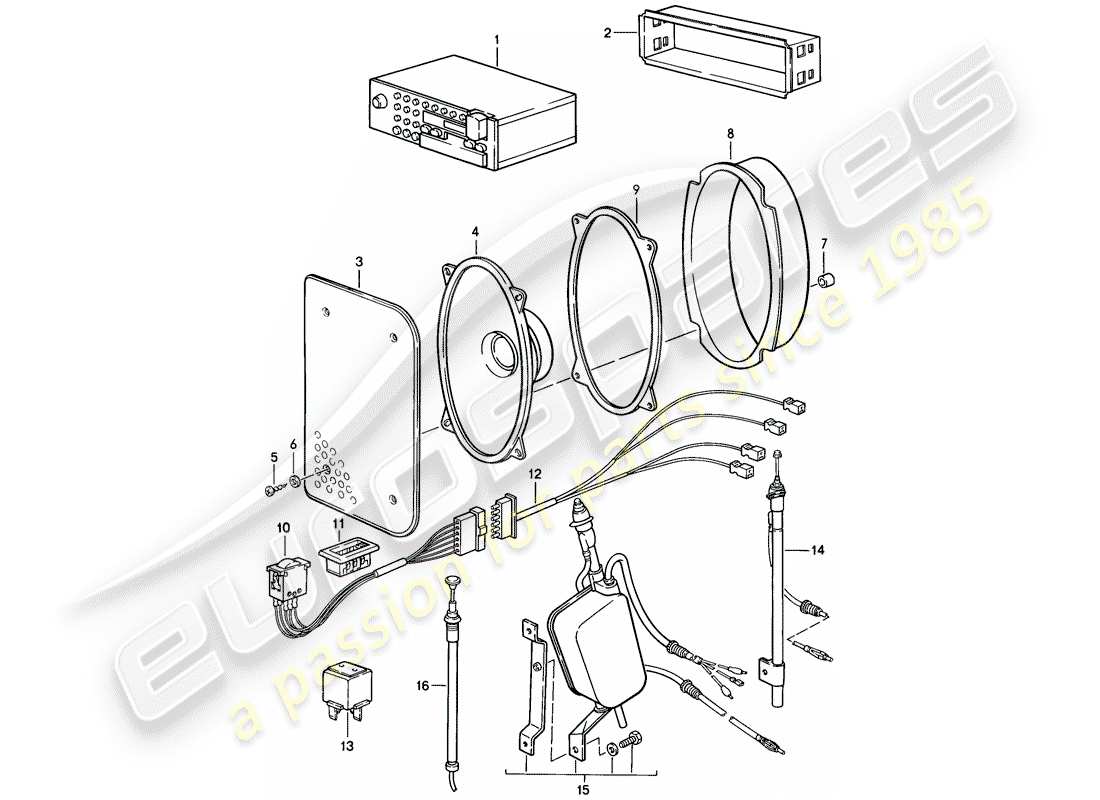 porsche 1987 (924s) unità radio - accessori schema delle parti