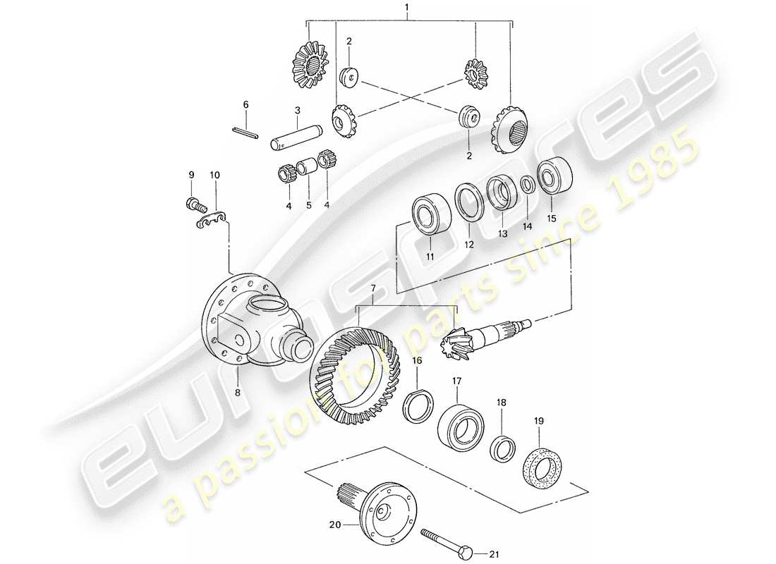 porsche 1987 (959) differenziale - assale anteriore diagramma delle parti