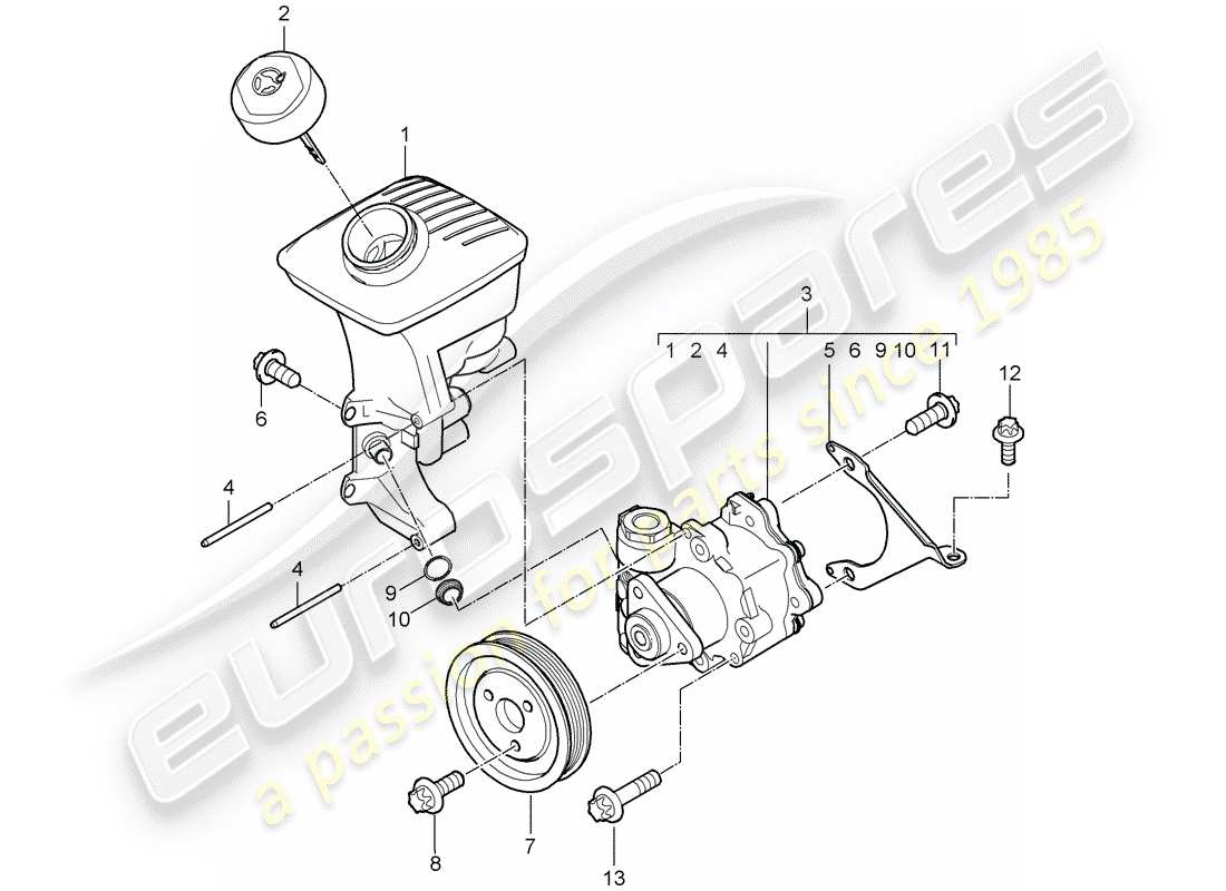 porsche 2012 (987 boxster) servosterzo diagramma delle parti