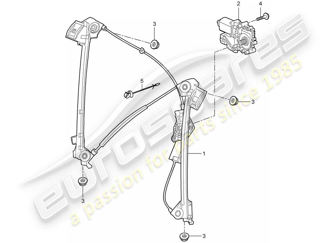 porsche 2007 (987 boxster) regolatore della finestra diagramma delle parti