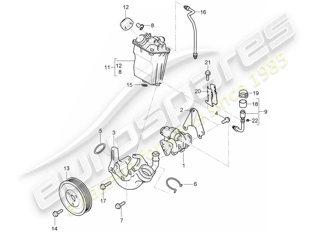 porsche 2009 997-2 turbo / gt2 schema delle parti servosterzo