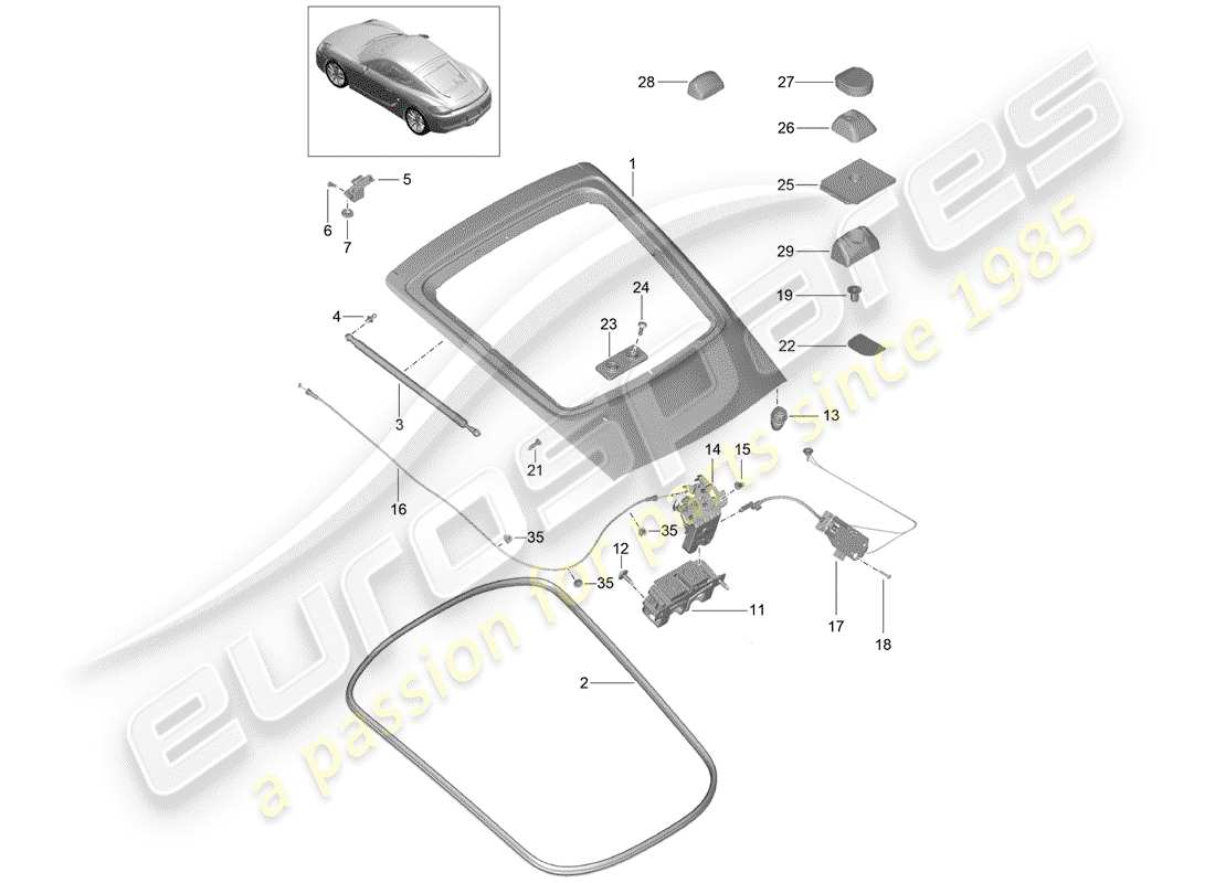 porsche 2016 (981 cayman) copertina diagramma delle parti