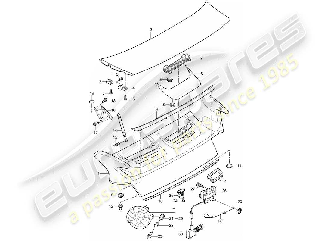 porsche 2007 (997-1 gt3) copertina diagramma delle parti