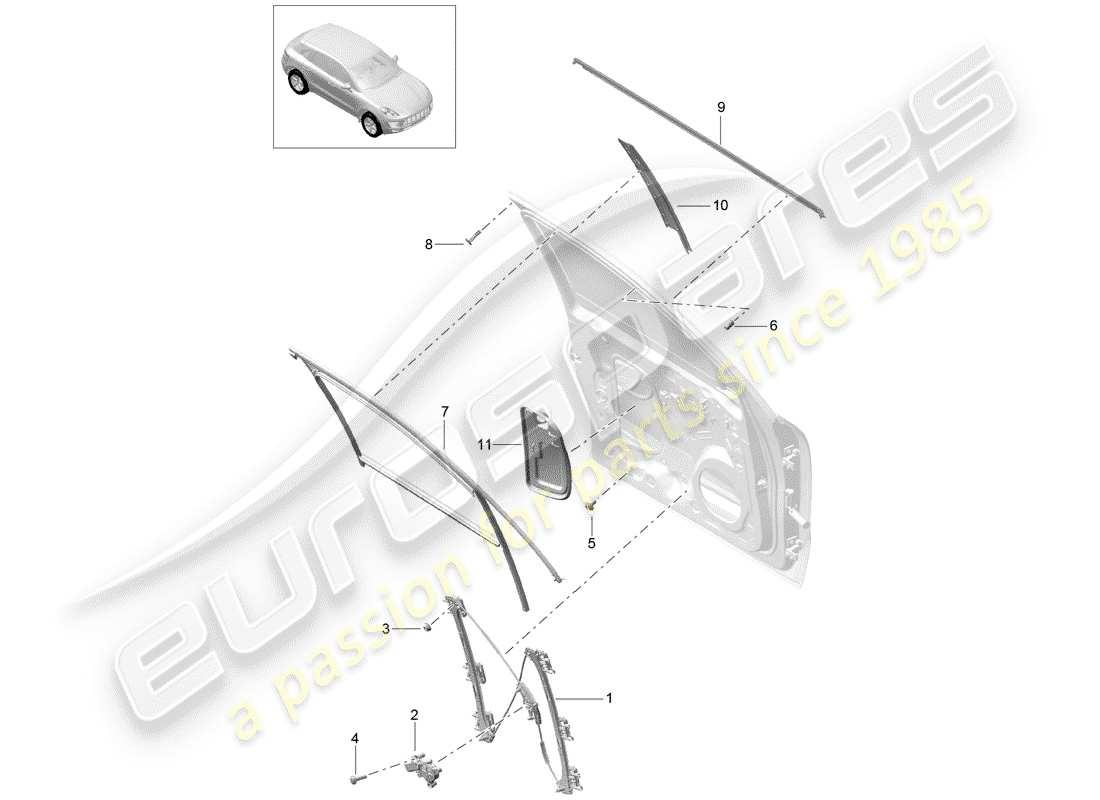 porsche 2015 (macan) regolatore della finestra diagramma delle parti