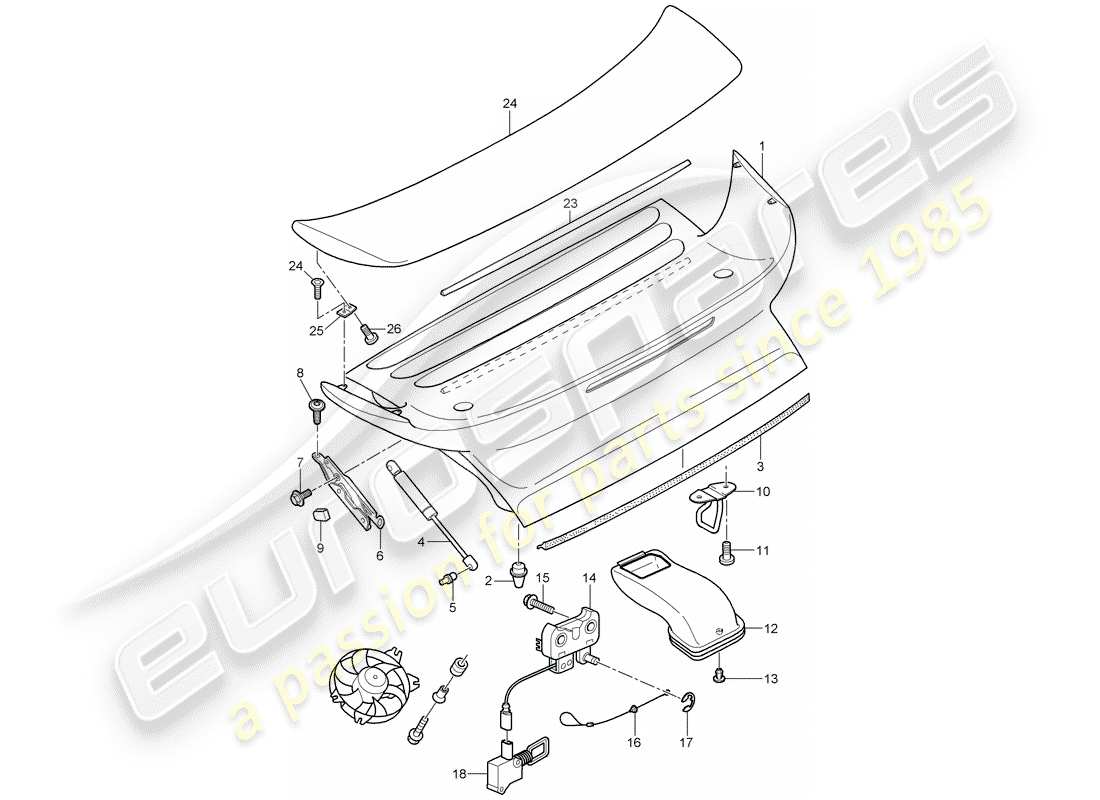 porsche 2007 (997-1 turbo / gt2) copertina diagramma delle parti