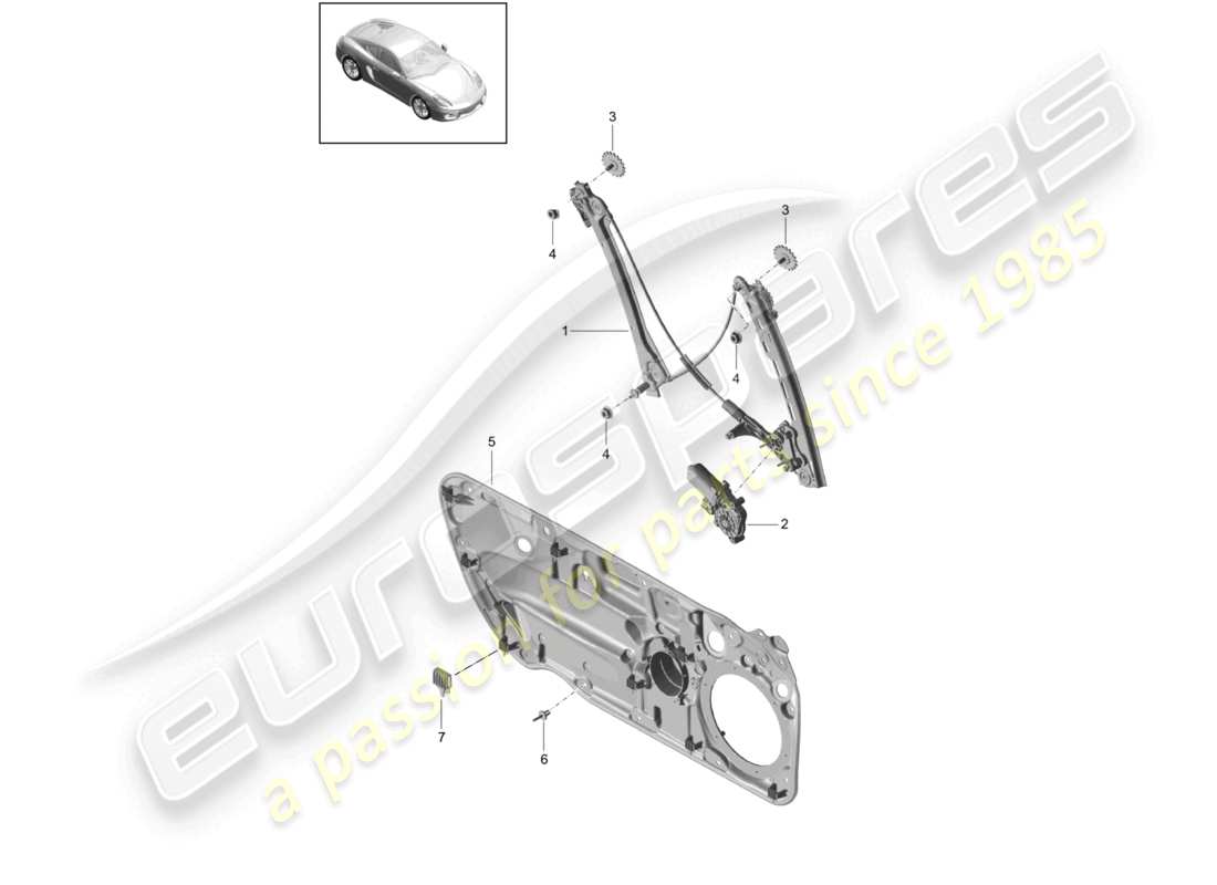 porsche 2016 (981 cayman) regolatore della finestra diagramma delle parti