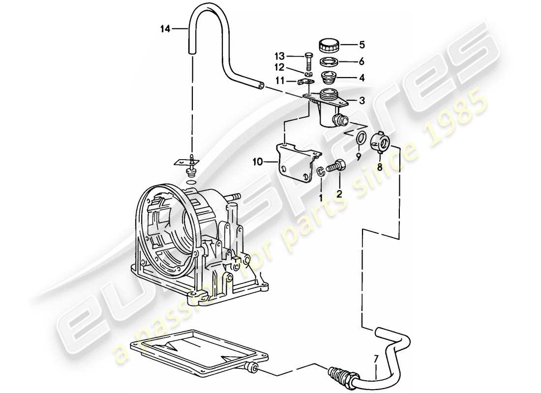 porsche 1987 (924s) ingresso olio - cambio automatico schema delle parti