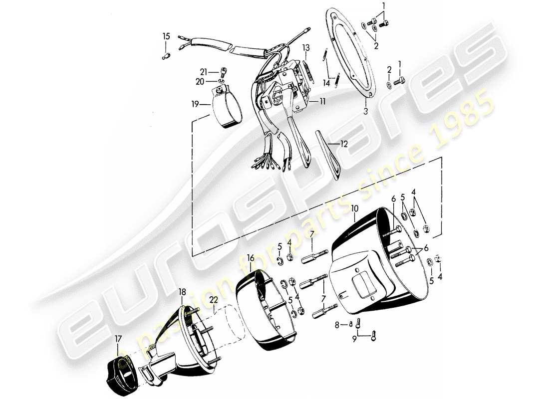 porsche 1963 (356b/356c) interruttore piantone sterzo diagramma delle parti